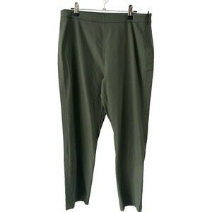 Kit And Ace Mid Rise Straight Leg Flat Front Casual Trouser Pants Army Green 10